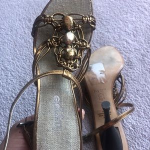 Strappy leather heeled sandals by Hype